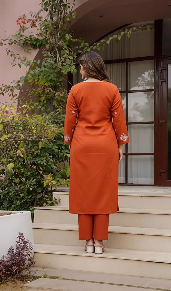 Fine_Cotton_Fabric_With_Beautiful_Embroidery_On_Neck_Sleeves_Kurti_With_Plazo_With_One_Side_Pockets_On_Pant_Swsk57