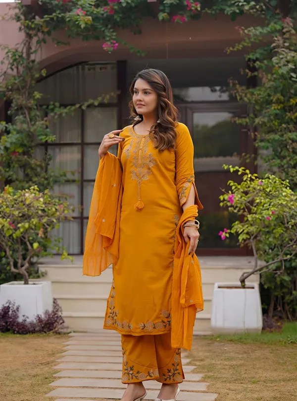 Fine_Cotton_Fabric_With_Beautiful_Embroidery_On_Neck_Sleeves_Kurti_With_Embroidered_Plazo_With_One_Side_Pockets_On_Pant_Swsk58