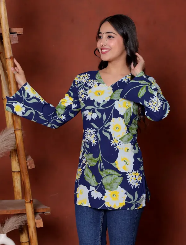 Elevate_Your_Ethnic_Wardrobe_With_This_Chic_And_Vibrant_Fuchsia_Pink_Blue_Skay_Green_Kurti_Featuring_A_Striking_White_Lily_Print_This_Piece_Is_Designed_For_The_Modern_Woman_Who_Loves_A_Mix_Of_Classic_Charm_And_Edgy_Details_Rrrd40_Sky_Blue