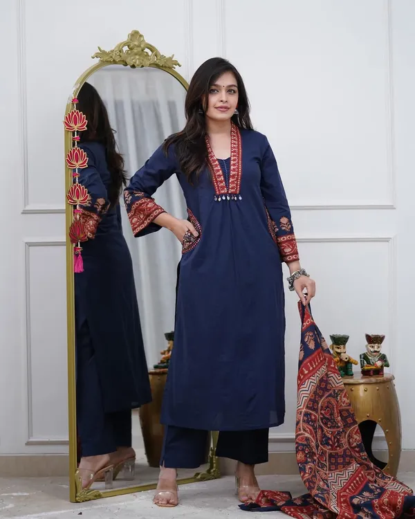 New_Launch_Premium_Cotton_Dress_Rd44_Navy_Blue