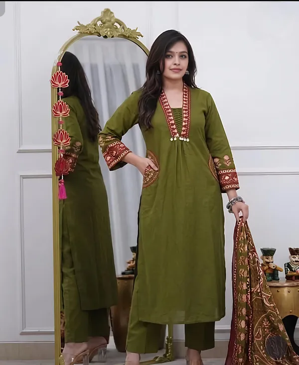 New_Launch_Premium_Cotton_Dress_Rd44_Green