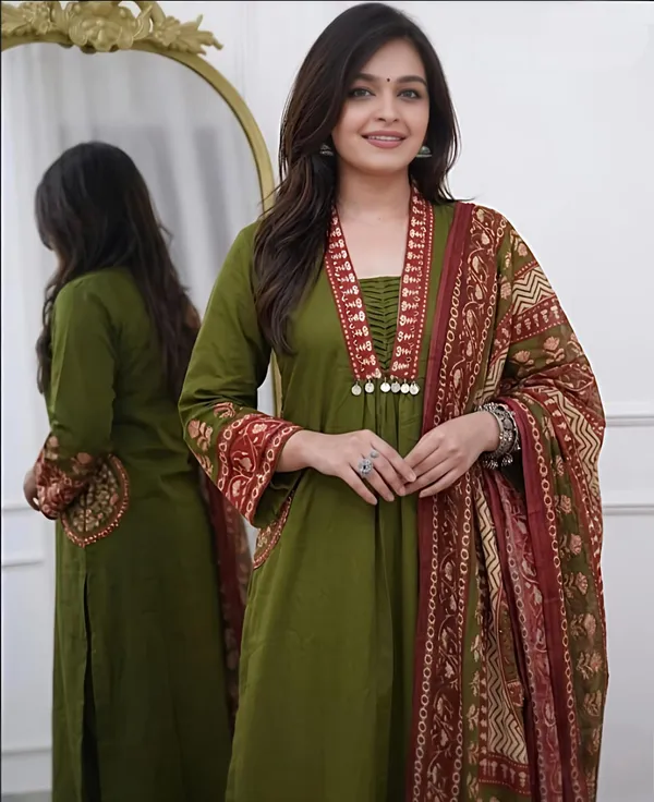 New_Launch_Premium_Cotton_Dress_Rd44_Green