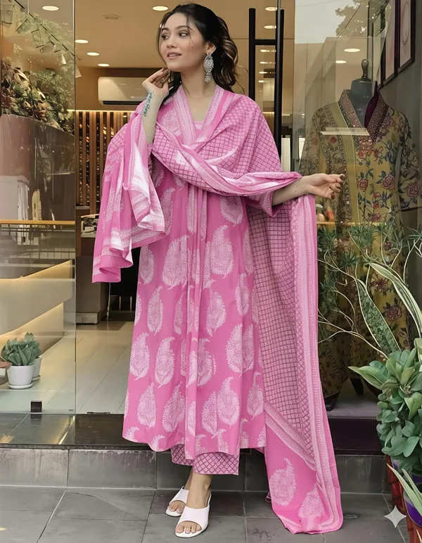 New_Stylish_And_Affordable_Beautiful_Look_A_Line_Cut_Set_Swsk61_Pink