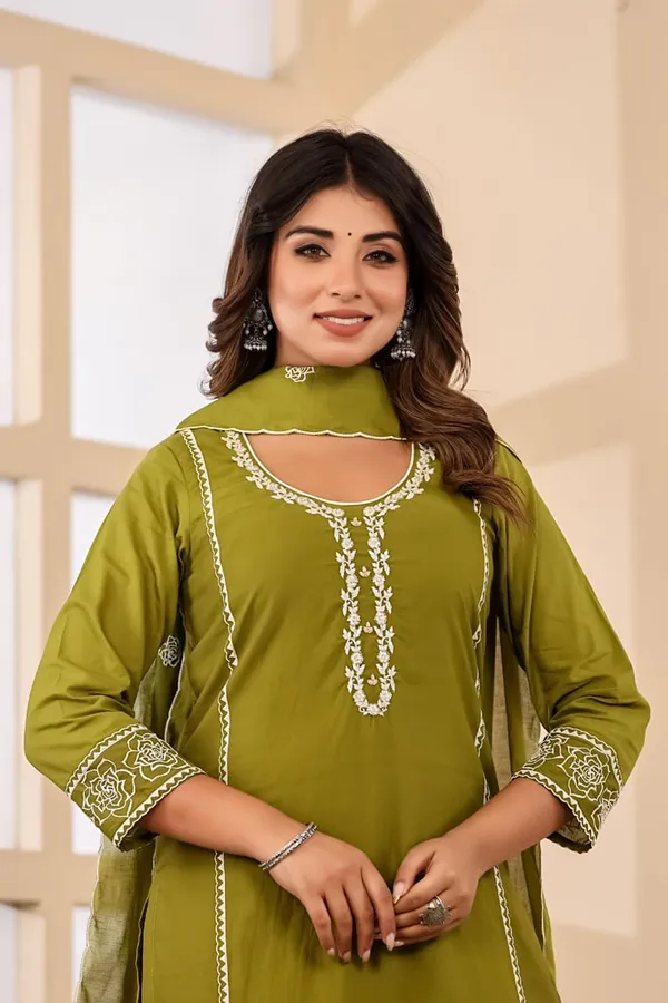 Meher_Grace_Three_Piece_Suit_Set_Swsk67_Olive_Green