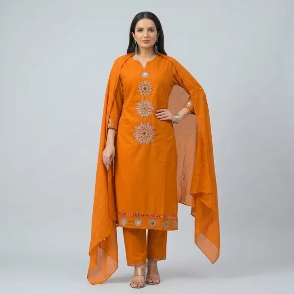 Pink_Embroidered_Kurta_Set_With_Dupatta_Swdh01_Bright_Orange