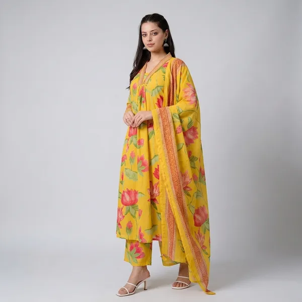 New_Stylish_And_Affordable_Beautiful_Look_Straight_Alia_Cut_Set_With_Beautiful_Print_And_Fabric_Pure_Cotton_Swsk14_Yellow