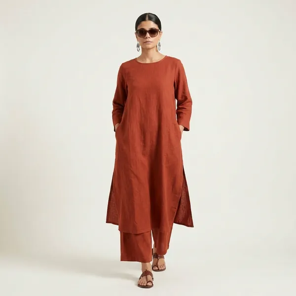 Upgrade_Your_Office_Wear_Wardrobe_With_This_Classy_Yet_Chic_Monochrome_Pant_Set_For_All_Day_Comfort_And_Trendy_Look_Swsk13_Rust_Orange