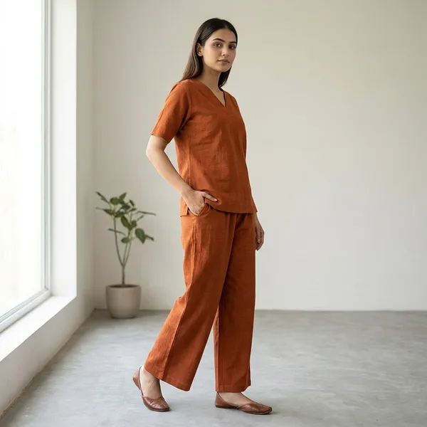 Upgrade_Your_Office_Wear_Wardrobe_With_This_Classy_Yet_Chic_Monochrome_Pant_Set_For_All_Day_Comfort_And_Trendy_Look_Swsk12_Rust_Orange