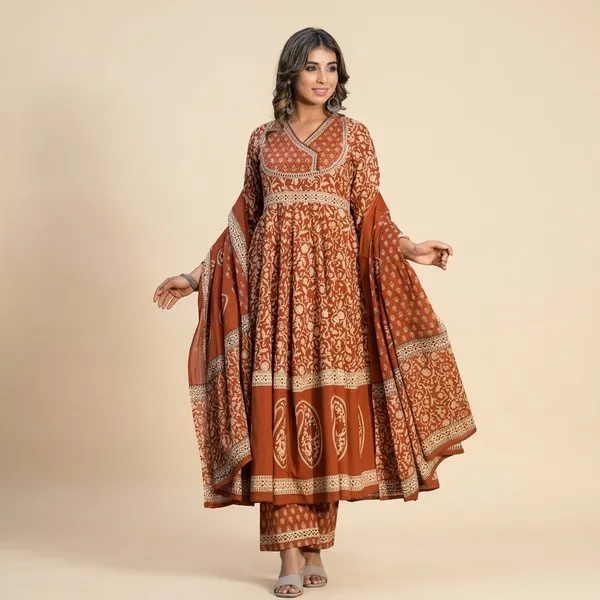New_Stylish_And_Affordable_Beautiful_Look_Straight_Set_With_Beautiful_Print_And_Fabric_Pure_Cotton_Swsk09_Rust_Orange