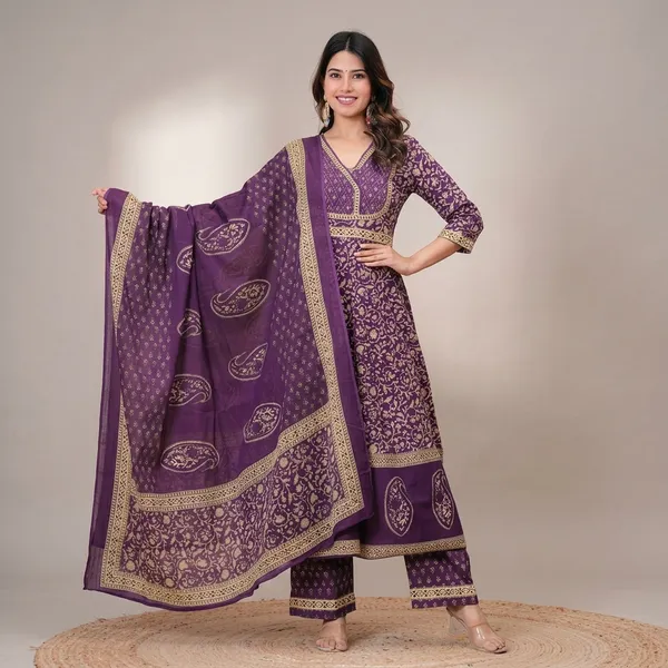 New_Stylish_And_Affordable_Beautiful_Look_Straight_Set_With_Beautiful_Print_And_Fabric_Pure_Cotton_Swsk09_Purple