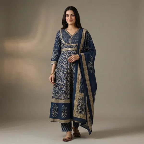 New_Stylish_And_Affordable_Beautiful_Look_Straight_Set_With_Beautiful_Print_And_Fabric_Pure_Cotton_Swsk09_Navy_Blue
