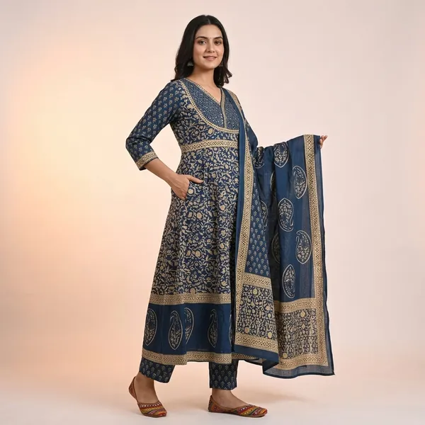 New_Stylish_And_Affordable_Beautiful_Look_Straight_Set_With_Beautiful_Print_And_Fabric_Pure_Cotton_Swsk09_Navy_Blue