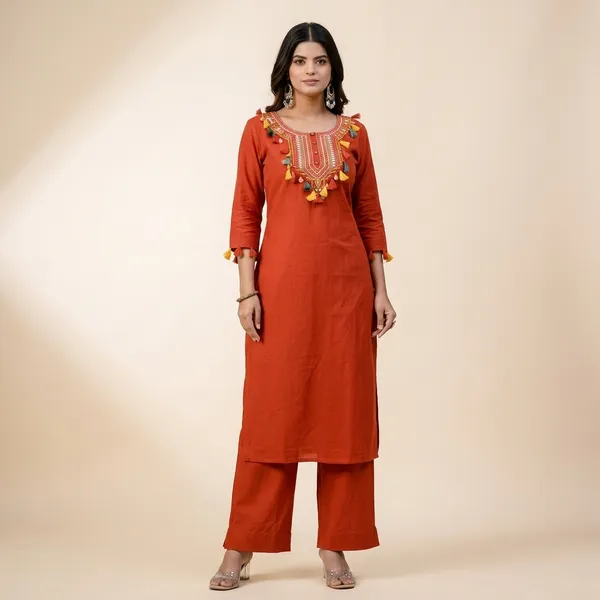 New_Stylish_And_Affordable_Beautiful_Look_Straight_Set_With_Beautiful_Print_And_Fabric_Pure_Cotton_Swsk08_Rust_Orange