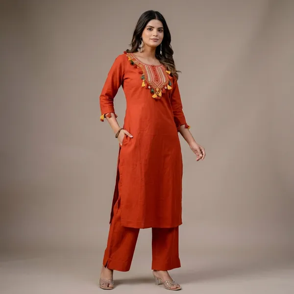 New_Stylish_And_Affordable_Beautiful_Look_Straight_Set_With_Beautiful_Print_And_Fabric_Pure_Cotton_Swsk08_Rust_Orange