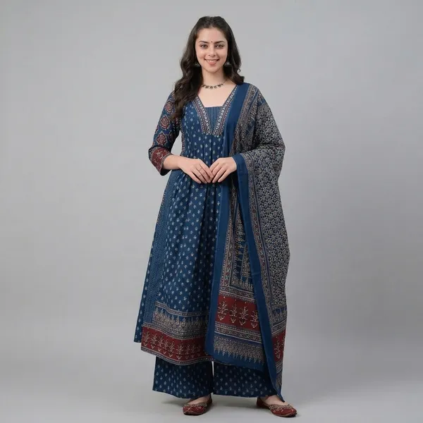 New_Stylish_And_Affordable_Beautiful_Look_Straight_Set_With_Beautiful_Print_And_Fabric_Pure_Cotton_Swsk06_Navy_Blue