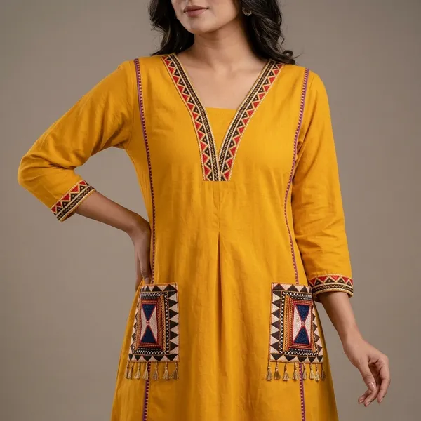 New_Stylish_And_Affordable_Beautiful_Look_Start_A_Line_Set_With_Beautiful_Elephant_Print_And_Fabric_Pure_Cotton_Swsk05_Yellow
