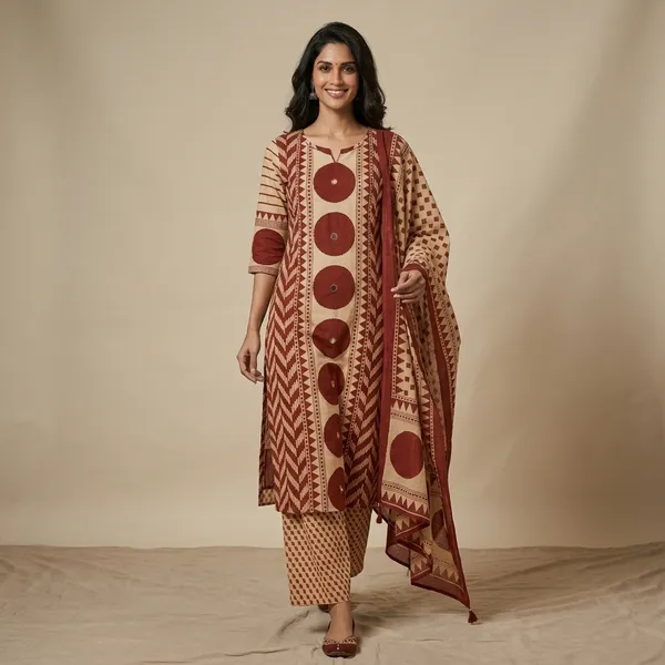 New_In_Ajrakh_Cotton_Suit_Set_Crafted_In_100_Pure_Cotton_Rd01_Mehroon