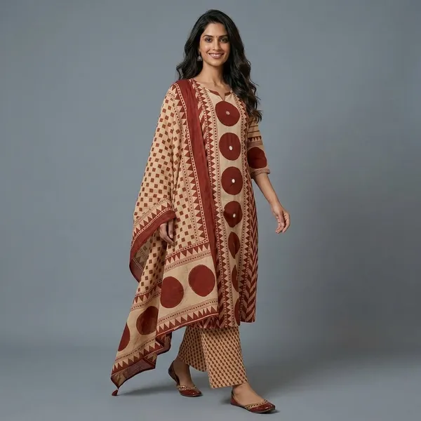 New_In_Ajrakh_Cotton_Suit_Set_Crafted_In_100_Pure_Cotton_Rd01_Mehroon