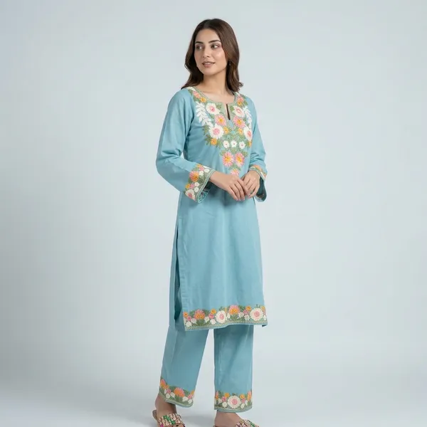 Work_Embroidery_Work_On_Kurti_Front_And_Pant_And_Kurti_Border_Swsk31