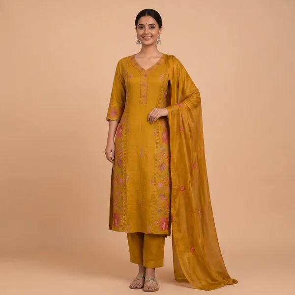 Mustard_Floral_Embroidered_Kurta_Set_With_Dupatta_For_Women_Swdh08