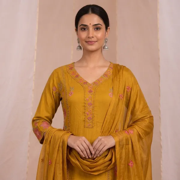 Mustard_Floral_Embroidered_Kurta_Set_With_Dupatta_For_Women_Swdh08