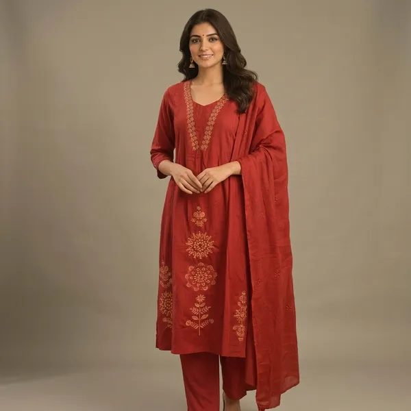 Red_Embroidered_Kurta_Set_With_Matching_Dupatta_For_Women_Swdh13