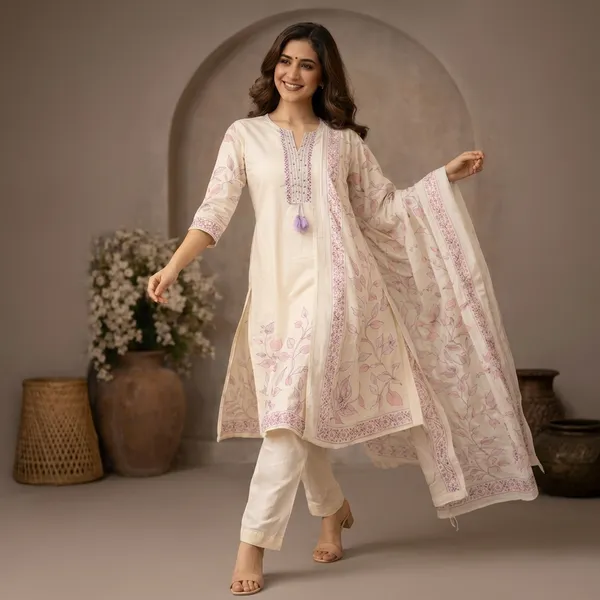 Ivory_Floral_Printed_Kurta_Set_With_Matching_Dupatta_For_Women_Swdh14