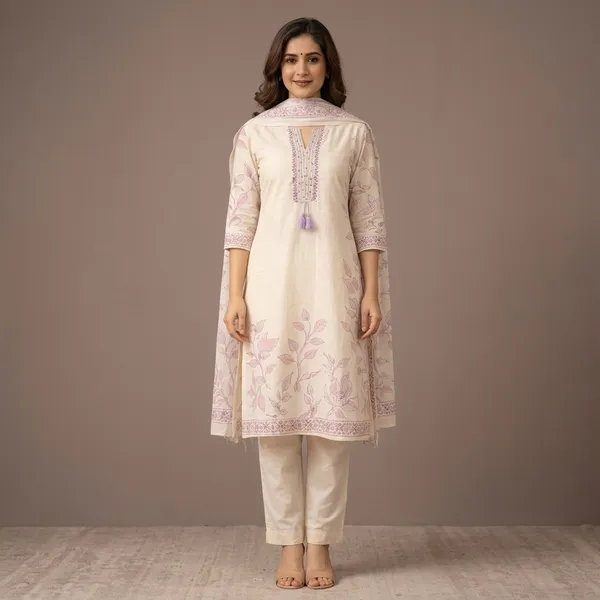 Ivory_Floral_Printed_Kurta_Set_With_Matching_Dupatta_For_Women_Swdh14