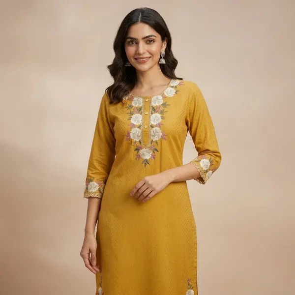 Mustard_Yellow_Floral_Embroidered_Kurta_Set_Swdh21