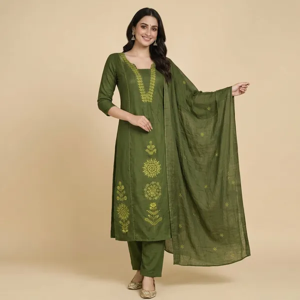 Olive_Green_Embroidered_Kurta_Set_With_Dupatta_Swdh22