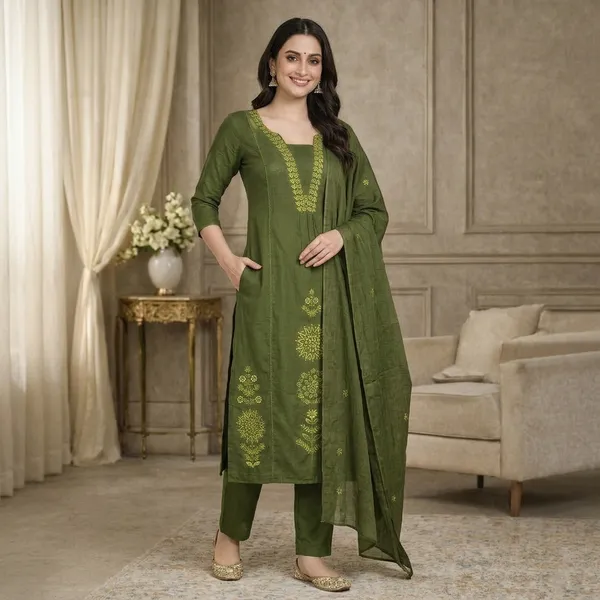 Olive_Green_Embroidered_Kurta_Set_With_Dupatta_Swdh22