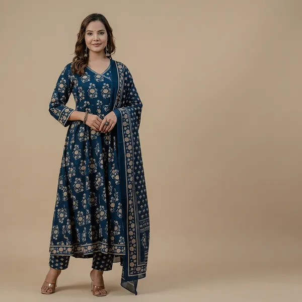 Women_Ethnic_Printed_Kurta_Set_With_Dupatta_Festive_Wedding_Wear_Swsk39_Navy