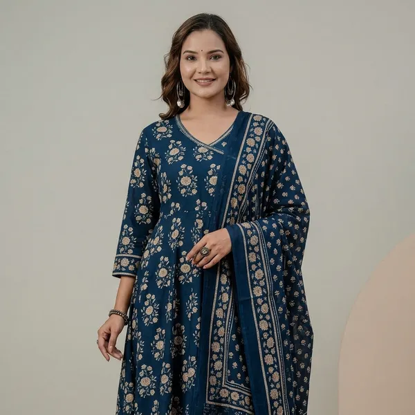 Women_Ethnic_Printed_Kurta_Set_With_Dupatta_Festive_Wedding_Wear_Swsk39_Navy