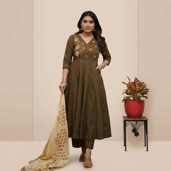 Elegant_Olive_Green_Embroidered_Anarkali_Kurta_Set_With_Printed_Dupatta_Swsk47