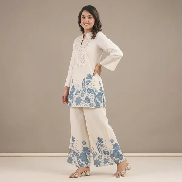 Elegant_Off_White_Printed_Kurta_Set_With_Wide_Leg_Palazzo_Swsk48