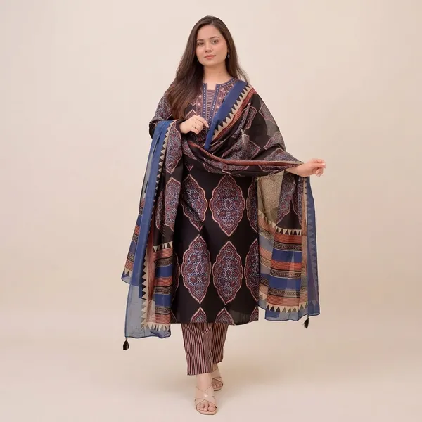 Traditional_Printed_Kurta_Set_For_Women_With_Designer_Dupatta_Swsk38_Black