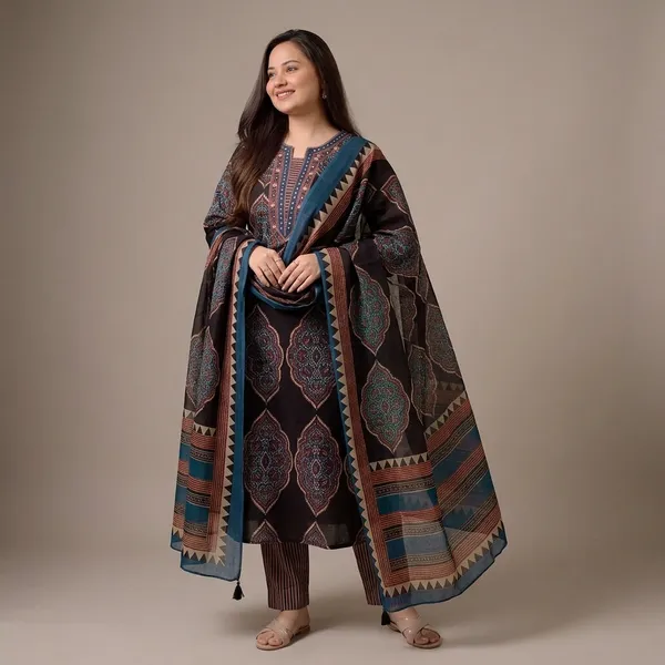 Traditional_Printed_Kurta_Set_For_Women_With_Designer_Dupatta_Swsk38_Black