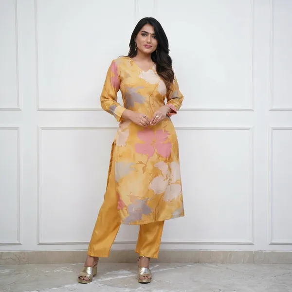 Enjoy_New_Floral_Kurta_Pant_Set_With_Amazing_Lace_Work_Rd03_Yellow