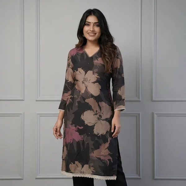 Enjoy_New_Floral_Kurta_Pant_Set_With_Amazing_Lace_Work_Rd03_Black
