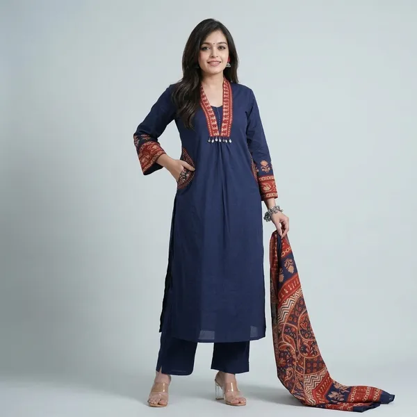 New_Launch_Premium_Cotton_Dress_Rd44_Navy_Blue
