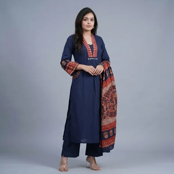 New_Launch_Premium_Cotton_Dress_Rd44_Navy_Blue