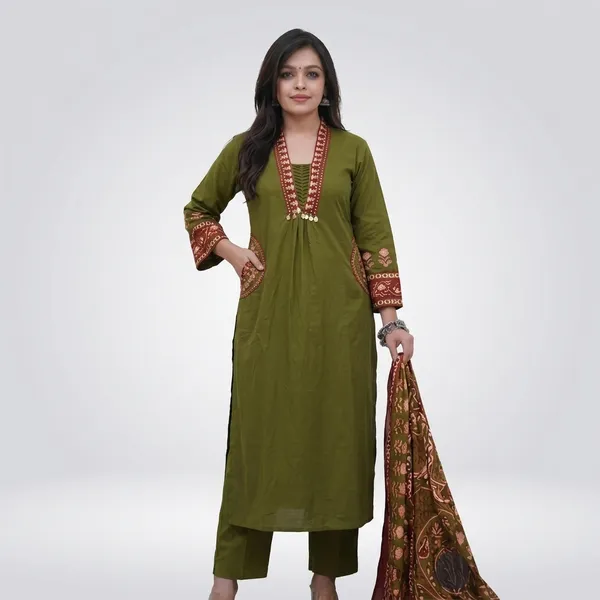 New_Launch_Premium_Cotton_Dress_Rd44_Green