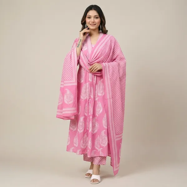 New_Stylish_And_Affordable_Beautiful_Look_A_Line_Cut_Set_Swsk61_Pink