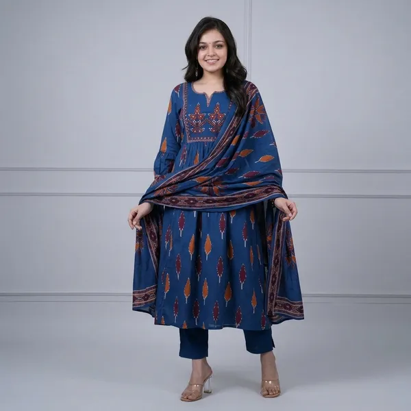 Cotton_Anarkali_Dress_Rd49_Blue