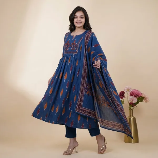 Cotton_Anarkali_Dress_Rd49_Blue