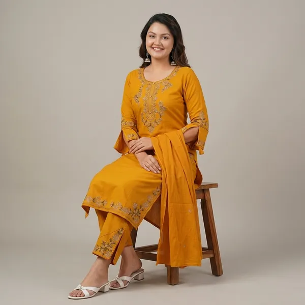 Classic_Mustard_Floral_Embroidered_Kurta_Set_Swsk66