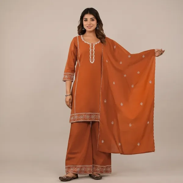 Meher_Grace_Three_Piece_Suit_Set_Swsk67_Rust_Orange
