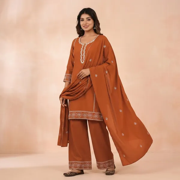 Meher_Grace_Three_Piece_Suit_Set_Swsk67_Rust_Orange
