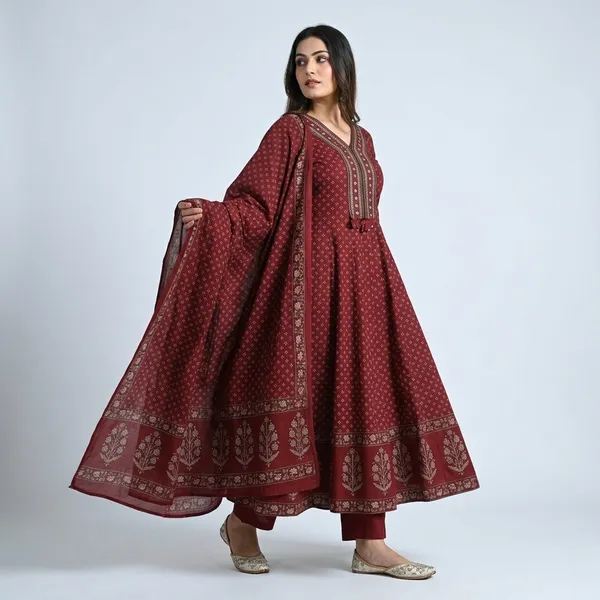 Royal_Bandhej_Printed_Anarkali_Suit_Set_With_Dupatta_Rd60_Maroon