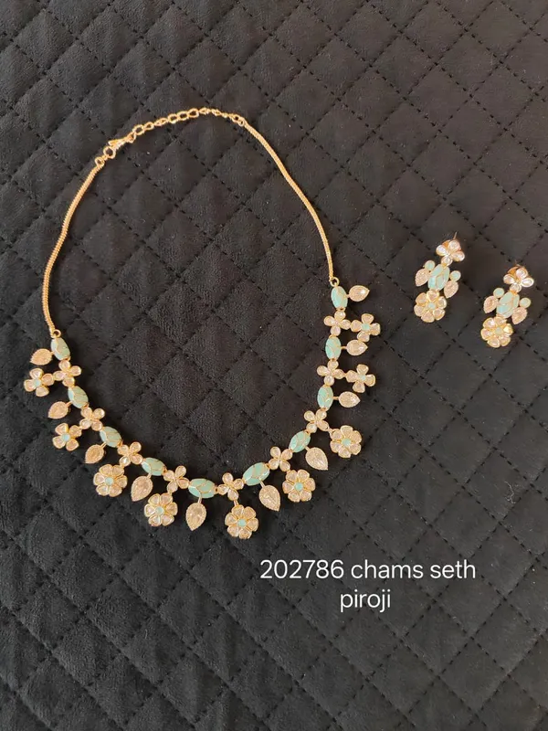 Gold_Mint_Green_Stone_Brass_Floral_Necklace_Set_For_Women